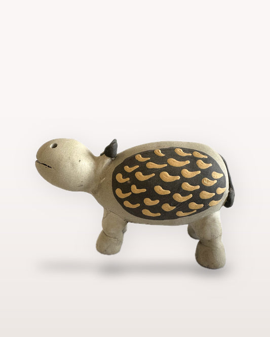 Dariya Hippo Nerikomi Ceramic Figurine - Mustard Commas - view 2 of 5