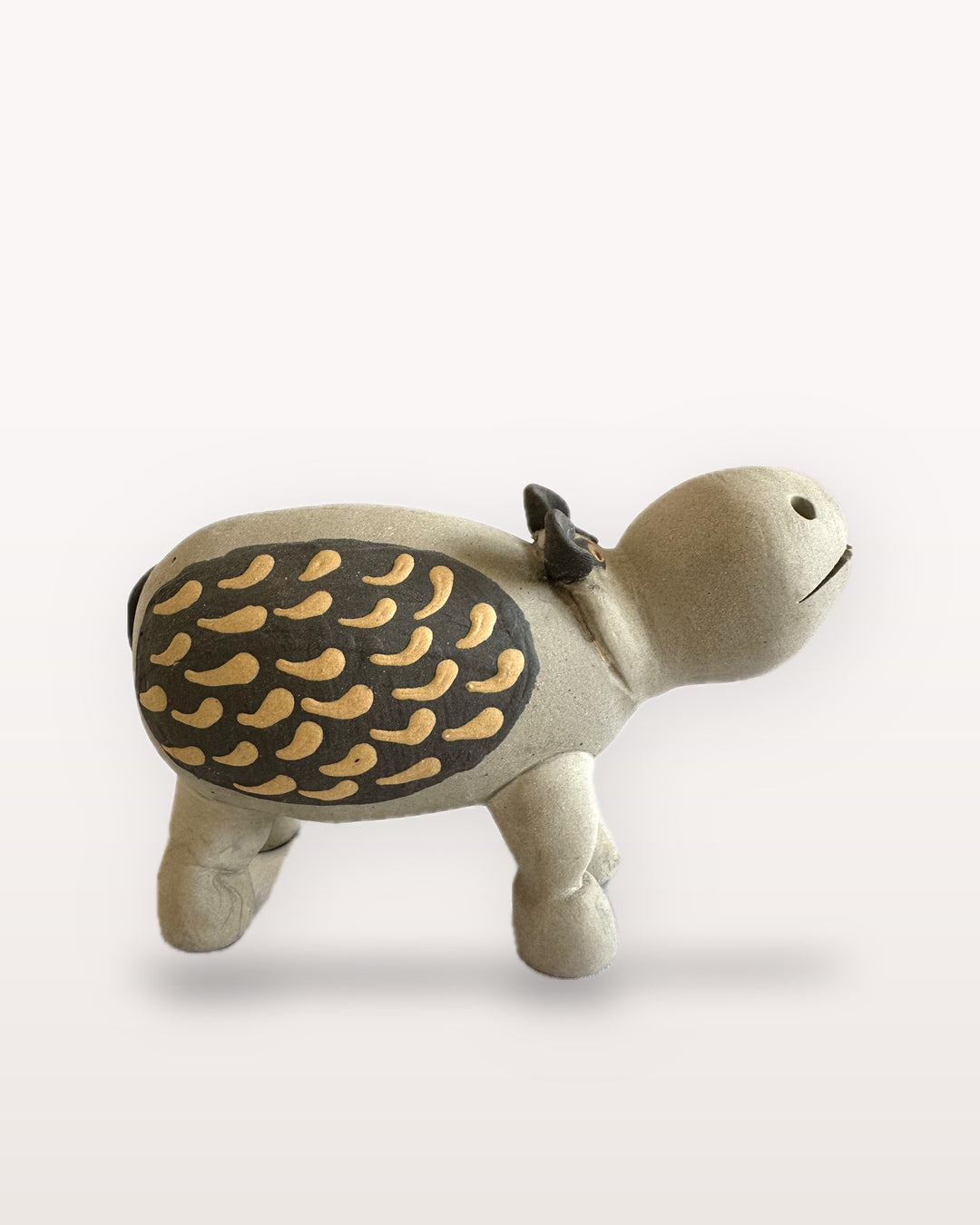 Dariya Hippo Nerikomi Ceramic Figurine - Mustard Commas - view 3 of 5