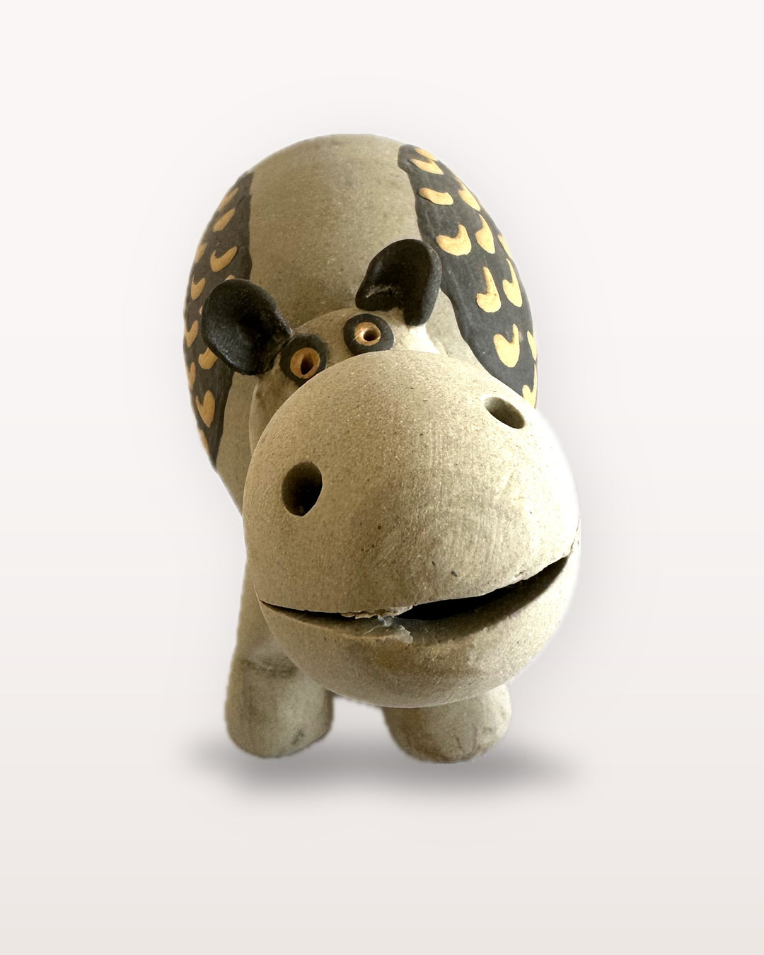 Dariya Hippo Nerikomi Ceramic Figurine - Mustard Commas - view 4 of 5