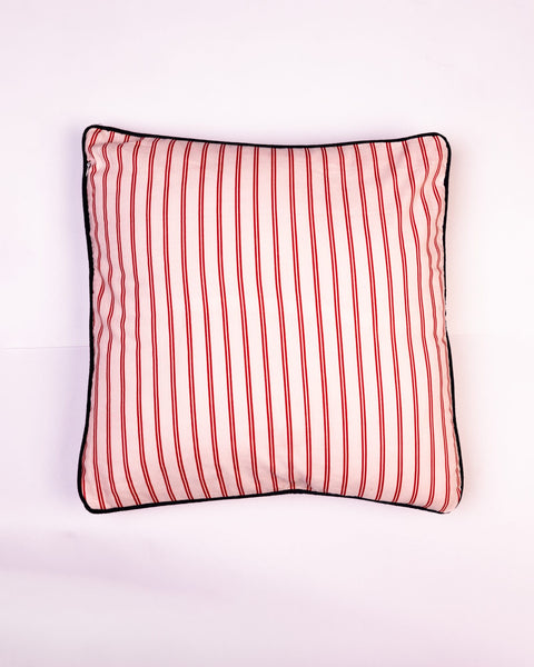 Deckchair Stripe Cotton Cushion Cover - Coral