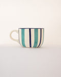 Deckchair Stripe Hand-Painted Ceramic Cup - Teal