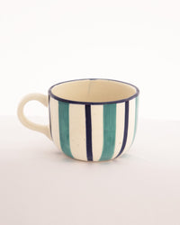 Deckchair Stripe Hand-Painted Ceramic Cup - Teal - view 2 of 3