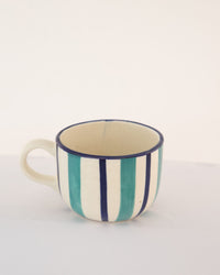 Deckchair Stripe Hand-Painted Ceramic Cup - Teal - view 3 of 3