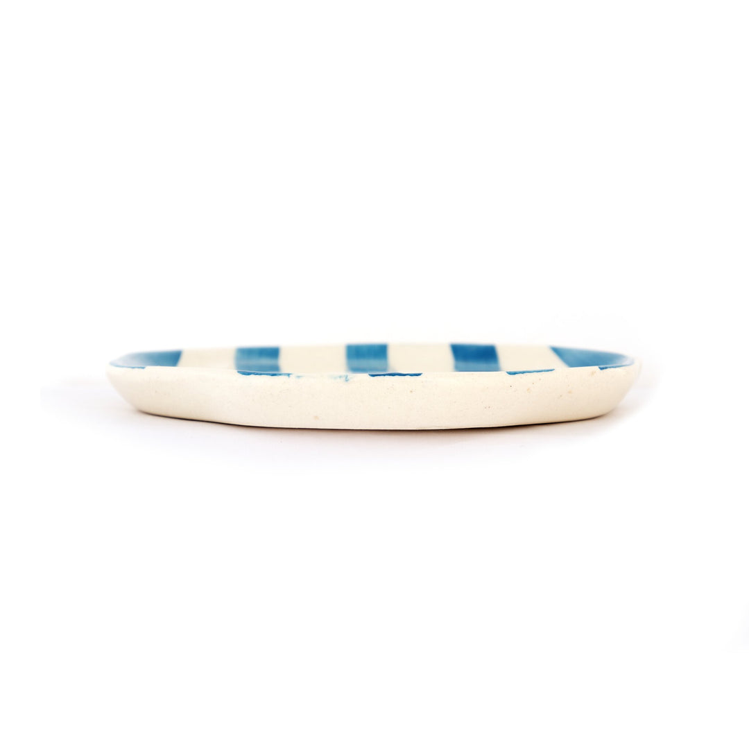 Leher Stripe Hand-Painted Ceramic Plate - Sky Blue - view 2 of 3