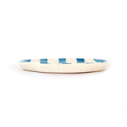 Leher Stripe Hand-Painted Ceramic Plate - Sky Blue - view 2 of 3