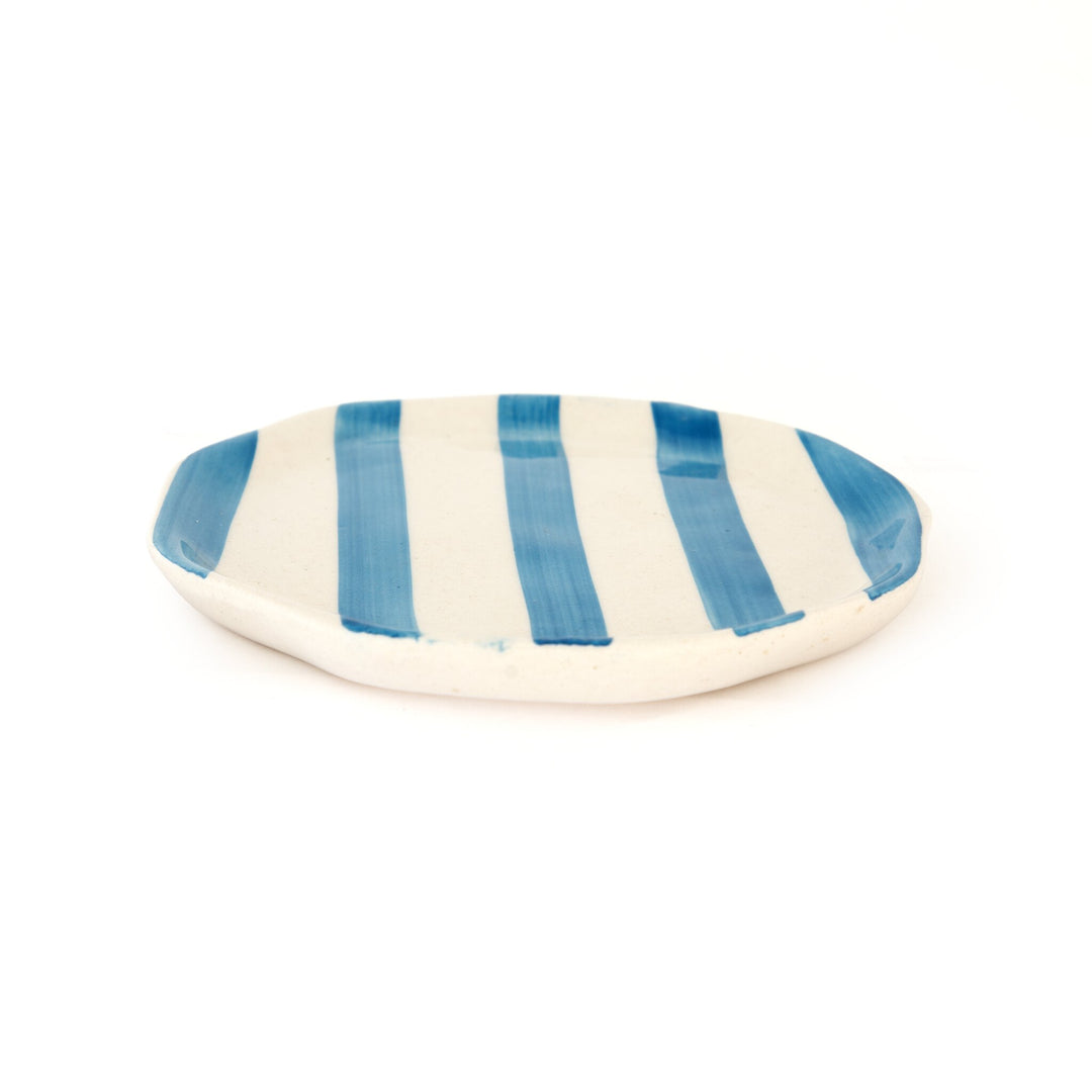 Leher Stripe Hand-Painted Ceramic Plate - Sky Blue - view 3 of 3