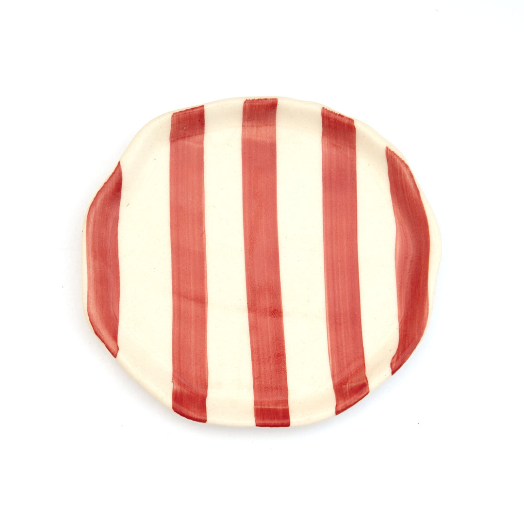 Leher Stripe Hand-Painted Ceramic Plate - Coral by Modus & Mood