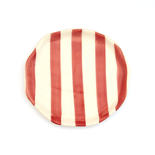 Leher Stripe Hand-Painted Ceramic Plate - Coral by Modus & Mood