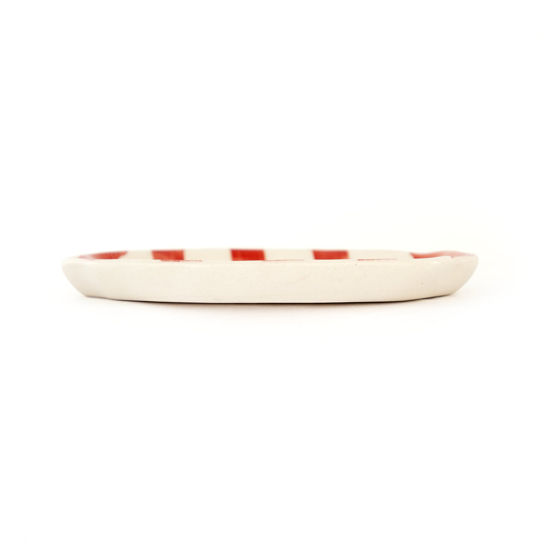 Leher Stripe Hand-Painted Ceramic Plate - Coral - view 2 of 3