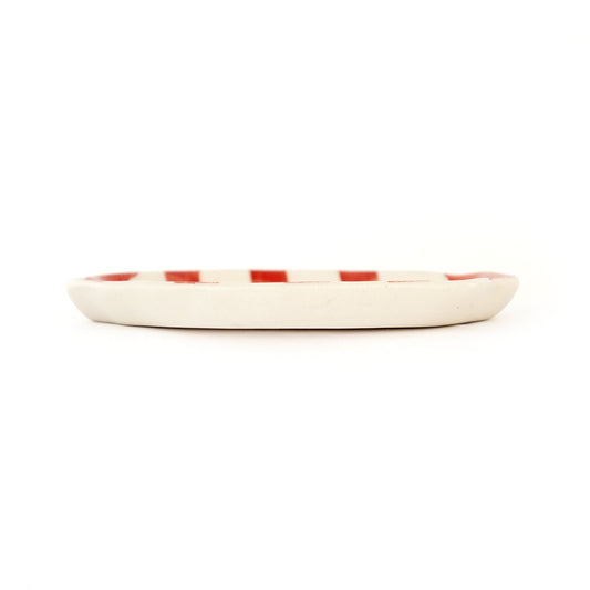 Leher Stripe Hand-Painted Ceramic Plate - Coral - view 2 of 3