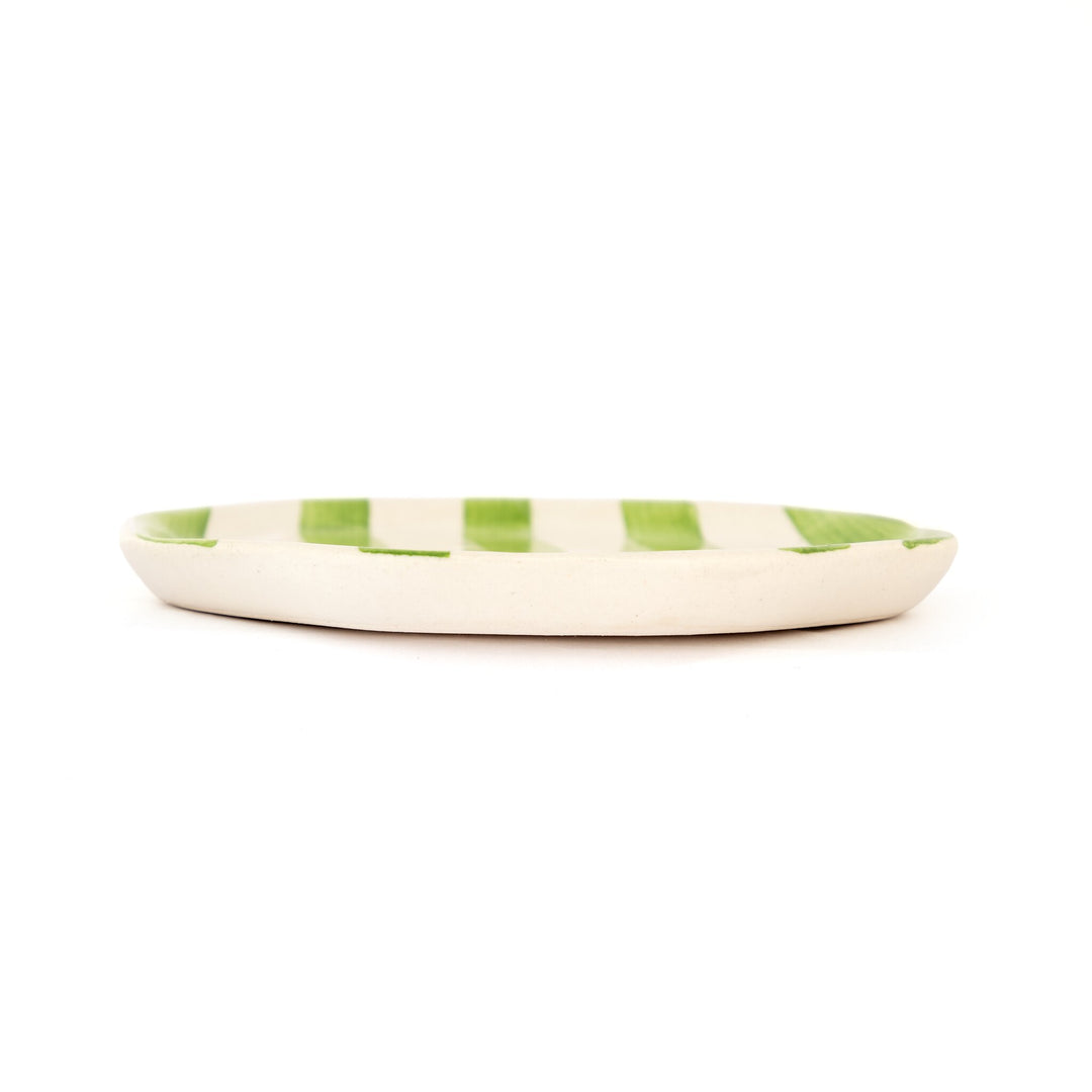 Leher Stripe Hand-Painted Ceramic Plate - Mint Green - view 2 of 3