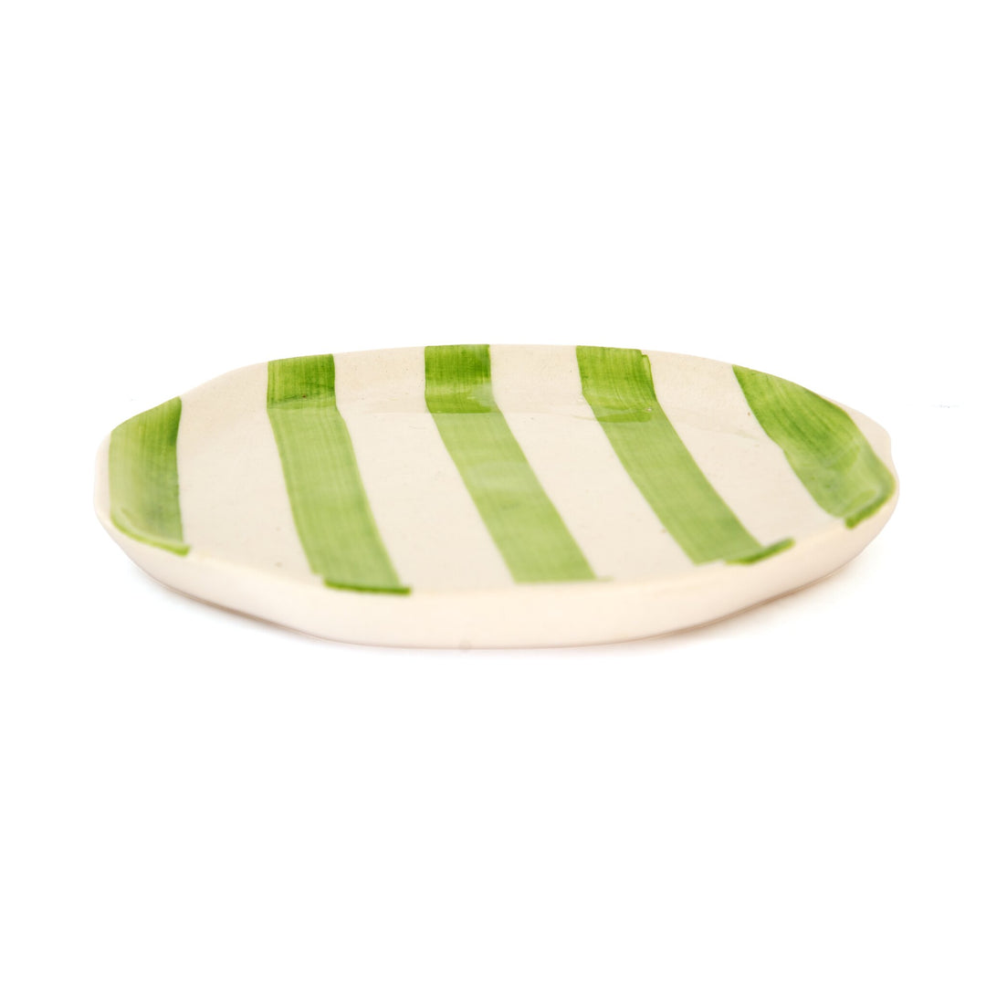 Leher Stripe Hand-Painted Ceramic Plate - Mint Green - view 3 of 3