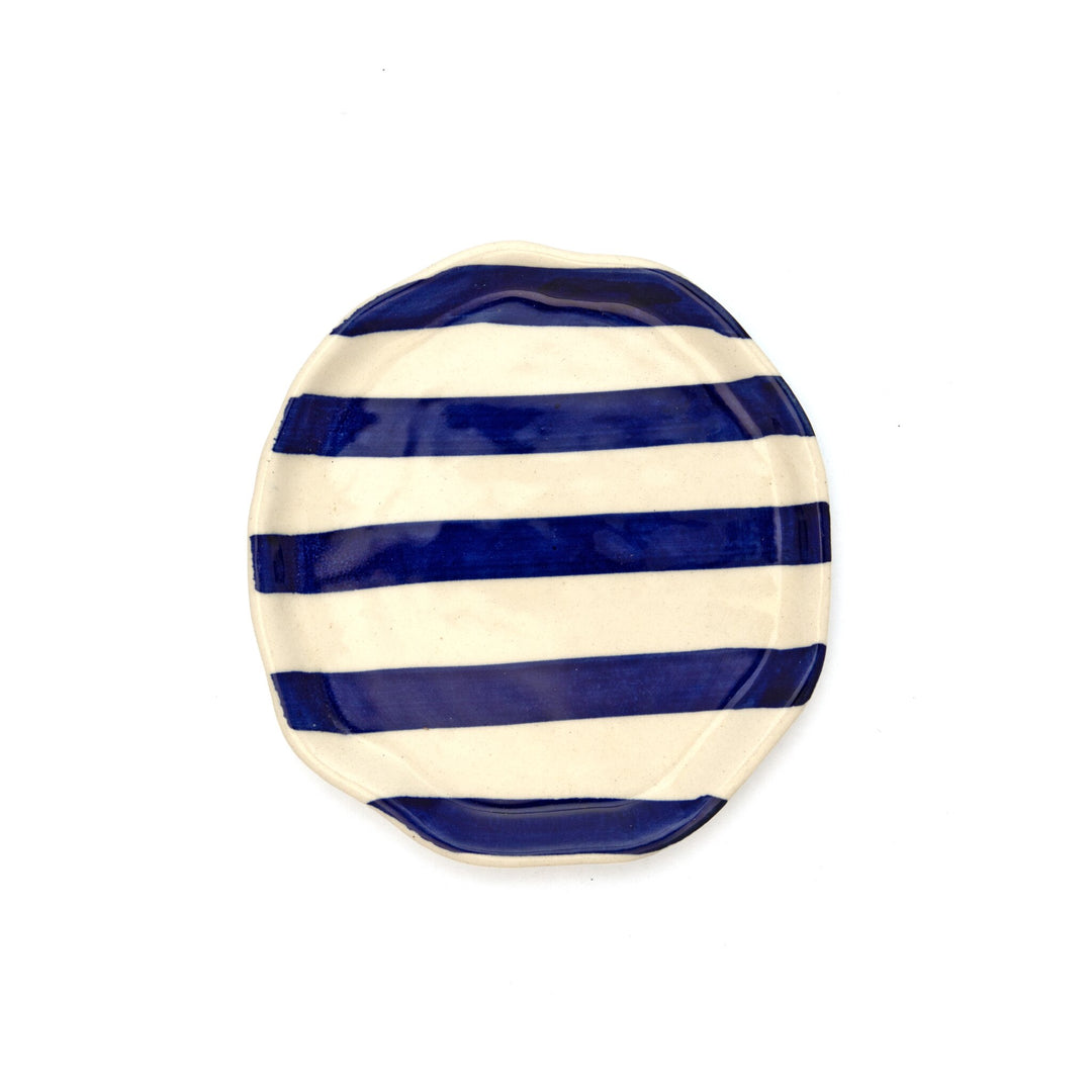 Leher Stripe Hand-Painted Ceramic Plate - Indigo by Modus & Mood