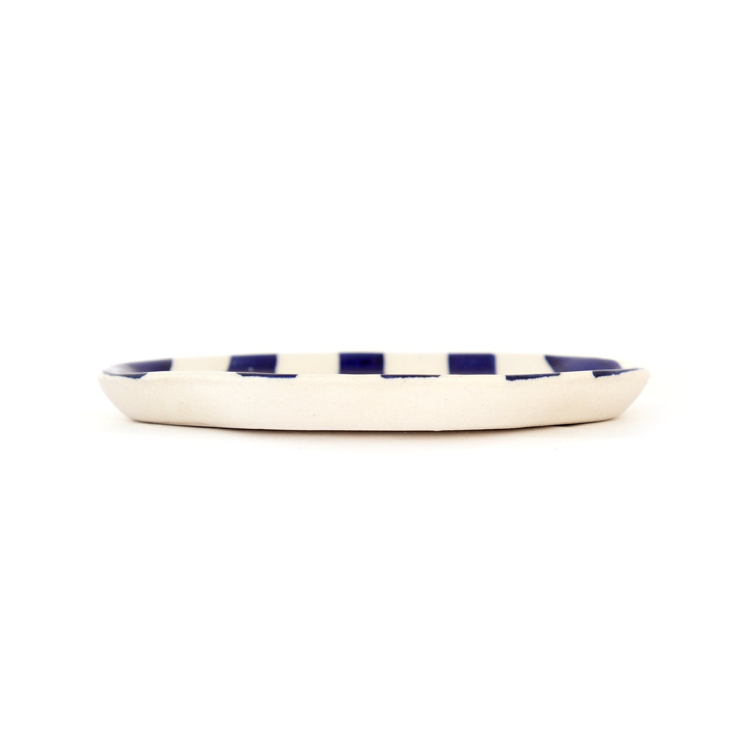 Leher Stripe Hand-Painted Ceramic Plate - Indigo - view 2 of 3