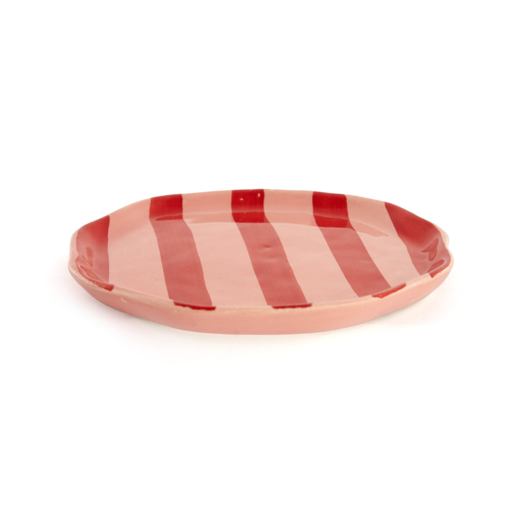 Leher Stripe Hand-Painted Ceramic Plate - Scarlet Red - view 3 of 3