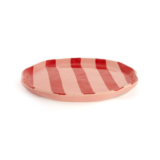 Leher Stripe Hand-Painted Ceramic Plate - Scarlet Red - view 3 of 3