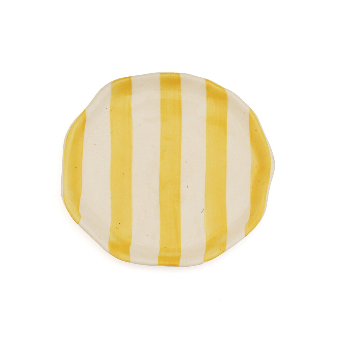 Leher Stripe Hand-Painted Ceramic Plate - Marigold Yellow by Modus & Mood