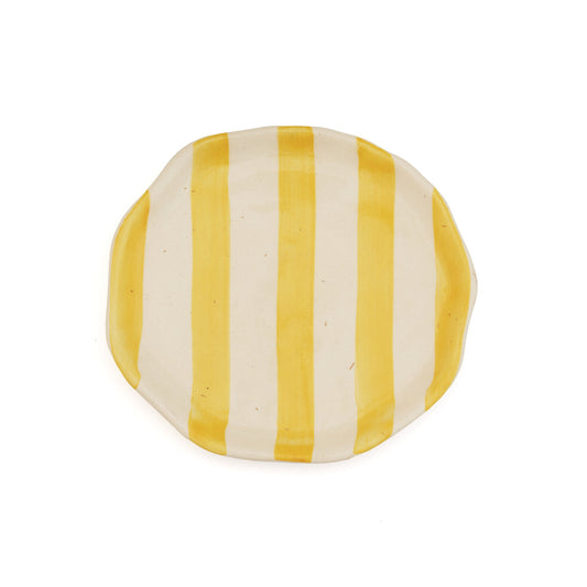 Leher Stripe Hand-Painted Ceramic Plate - Marigold Yellow by Modus & Mood