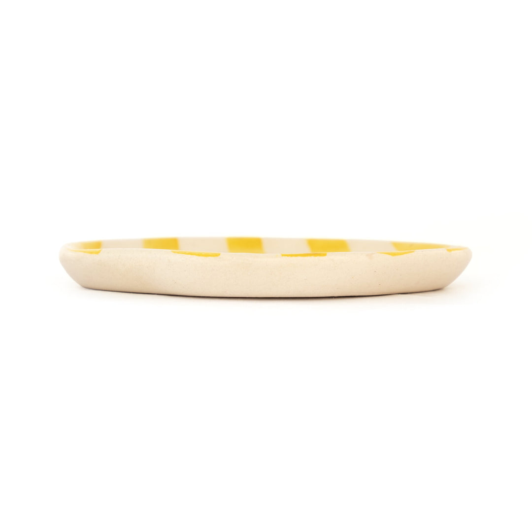 Leher Stripe Hand-Painted Ceramic Plate - Marigold Yellow - view 2 of 3