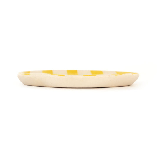 Leher Stripe Hand-Painted Ceramic Plate - Marigold Yellow - view 2 of 3