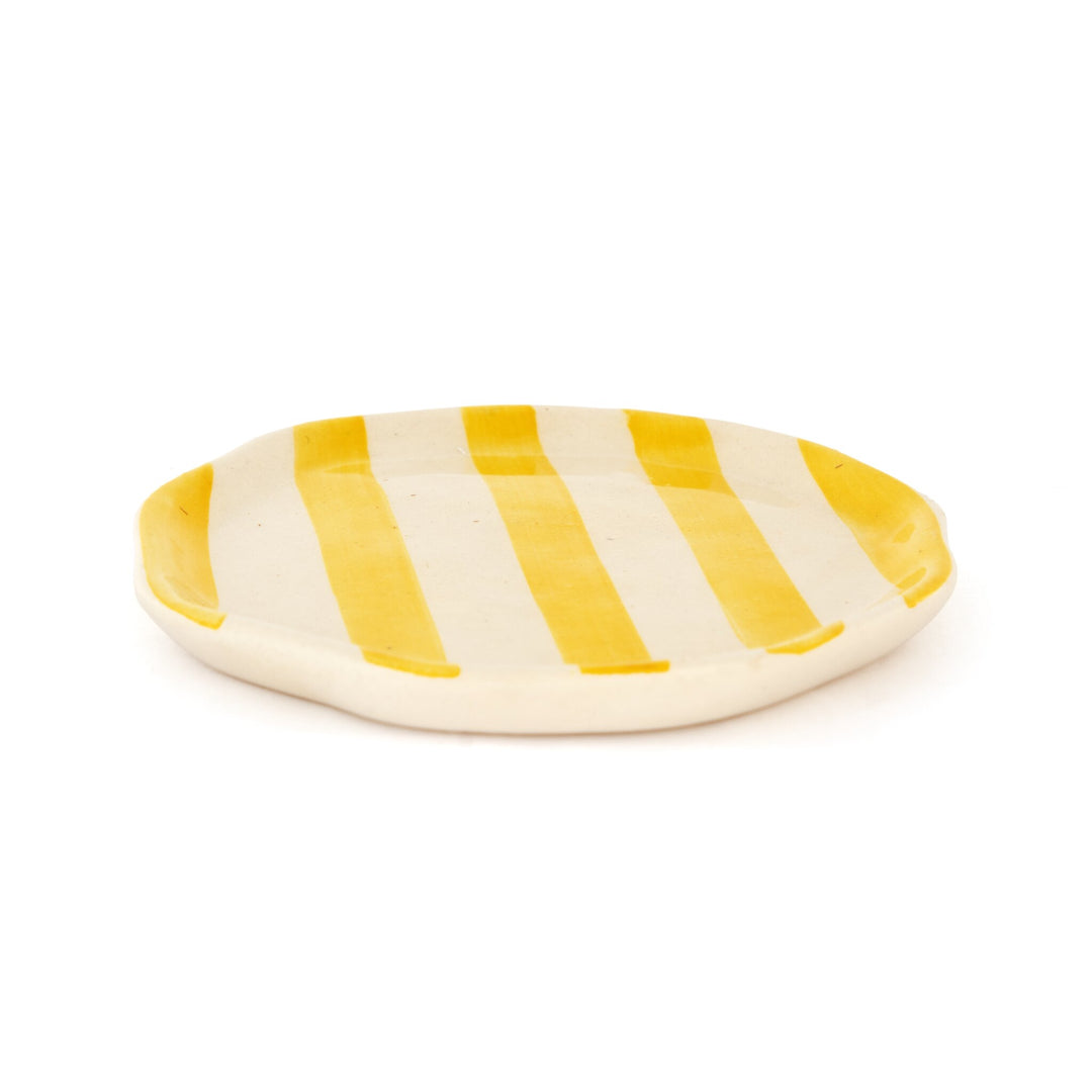 Leher Stripe Hand-Painted Ceramic Plate - Marigold Yellow - view 3 of 3