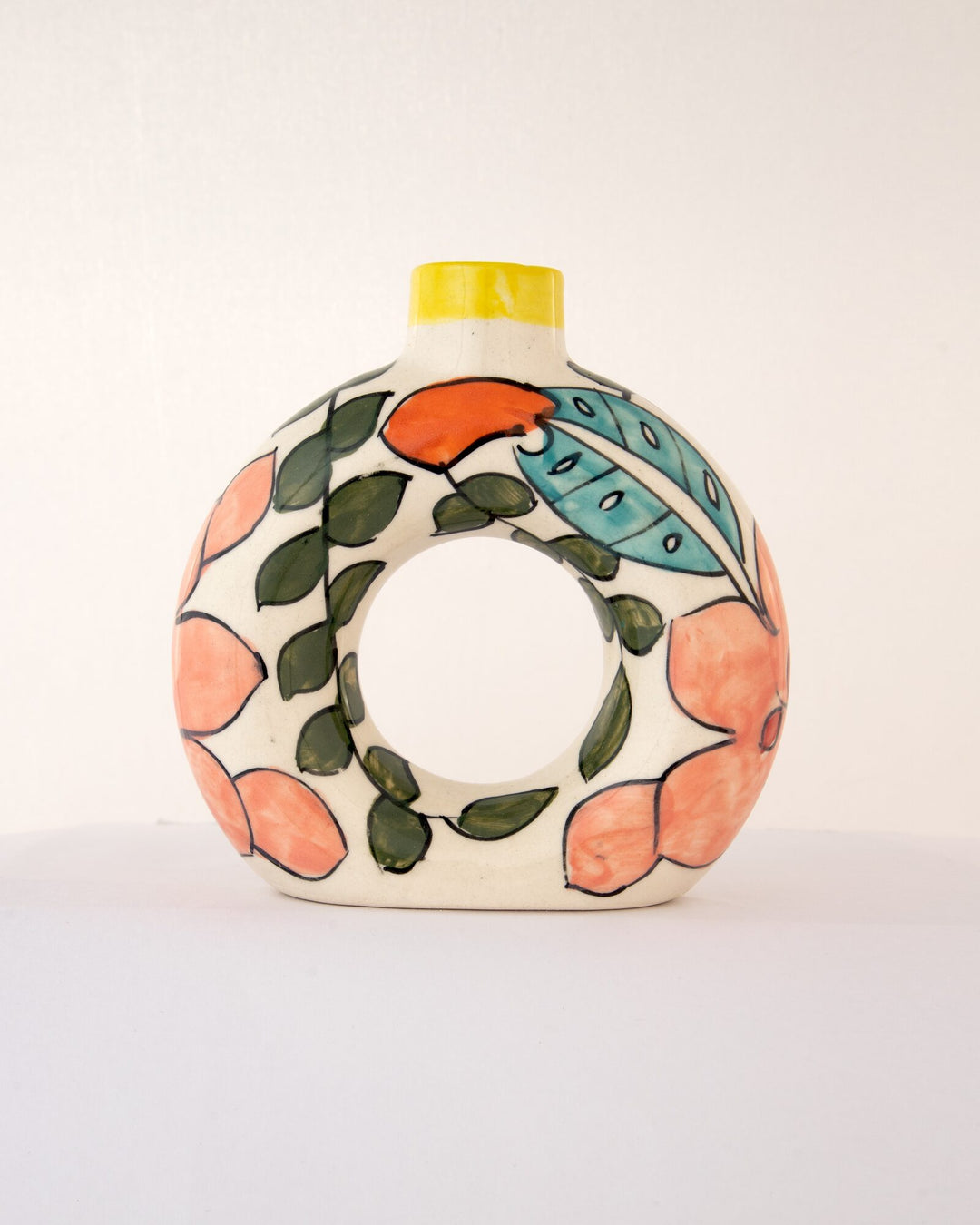Gulbahar Floral Hand-Painted Ceramic Donut Vase by Modus & Mood