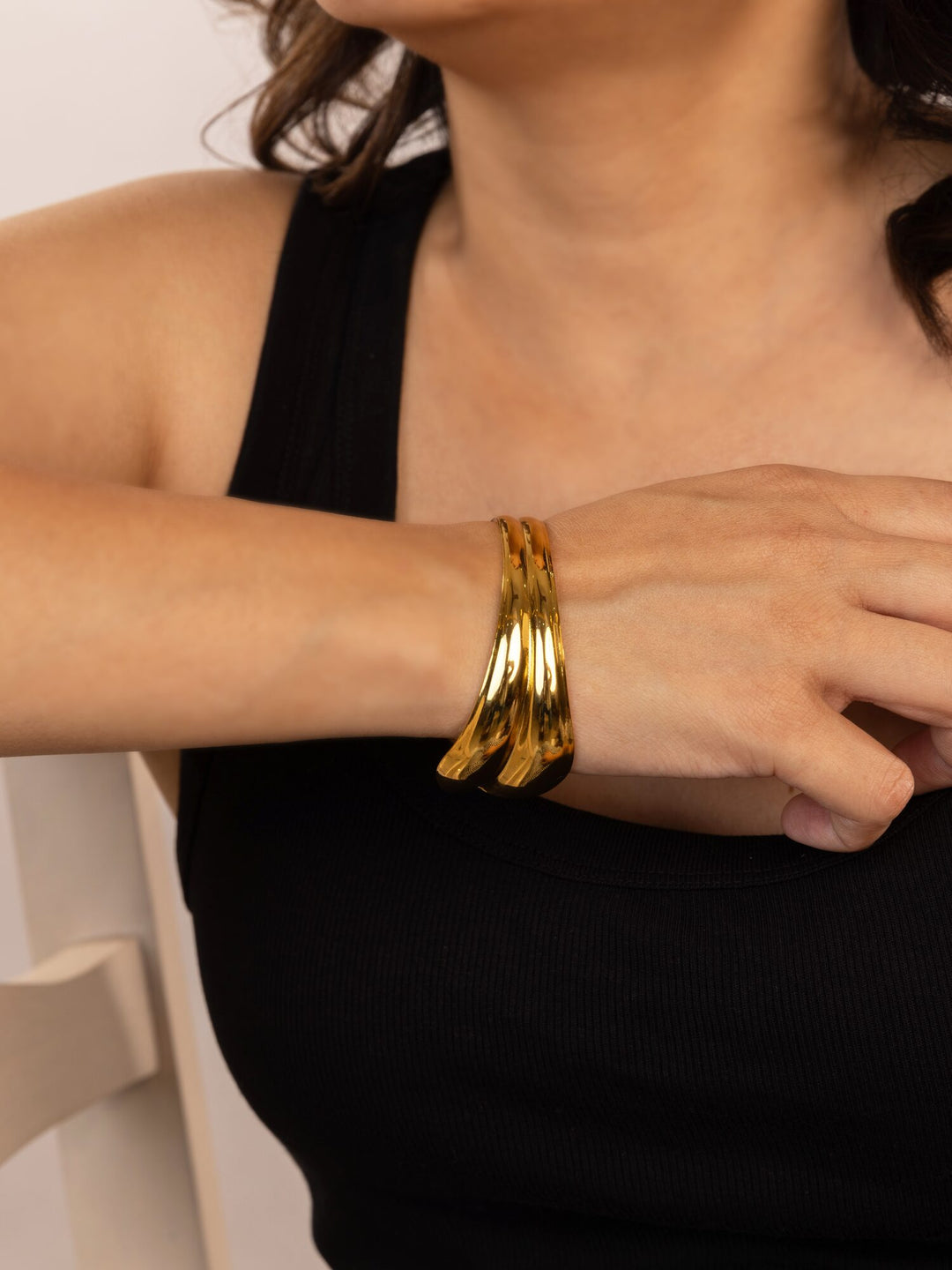 Double-Band Anti-Tarnish Cuff Bracelet - view 3 of 4