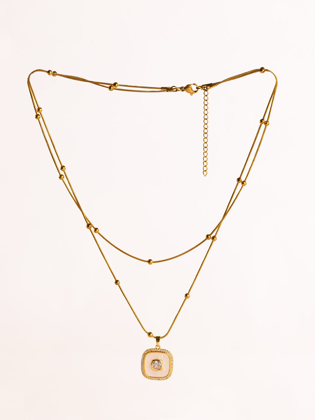 Layered Double-Chain Anti-Tarnish Pendant Necklace by Modus & Mood