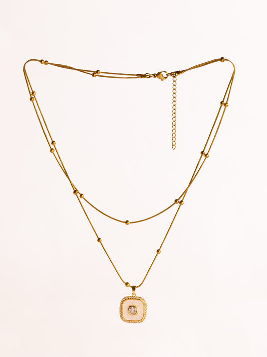 Layered Double-Chain Anti-Tarnish Pendant Necklace by Modus & Mood