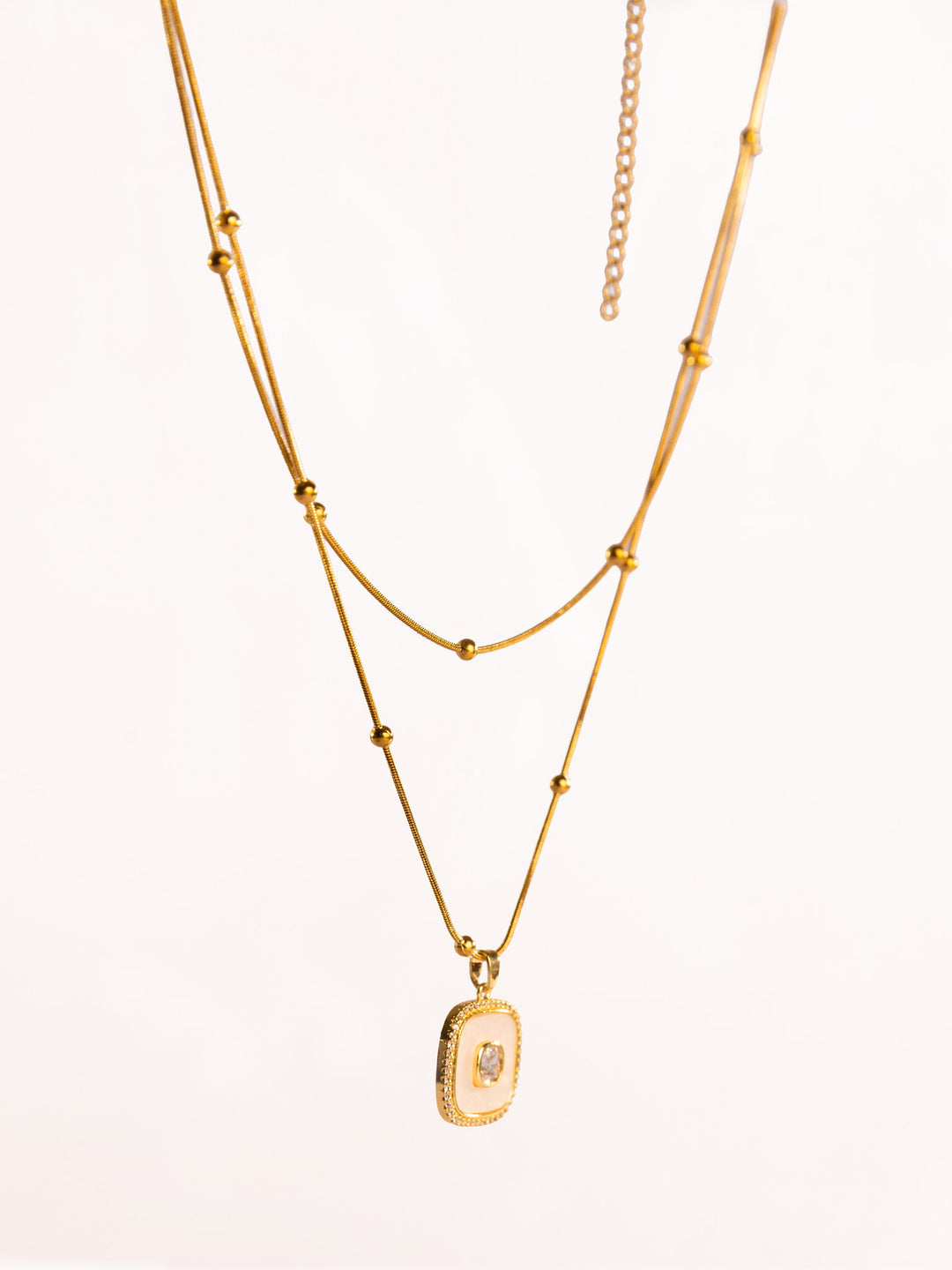 Layered Double-Chain Anti-Tarnish Pendant Necklace - view 2 of 4