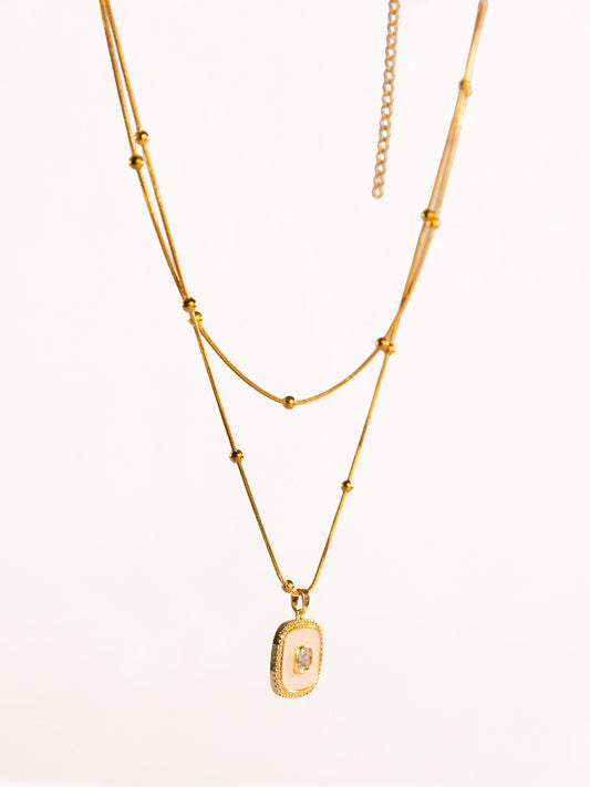 Layered Double-Chain Anti-Tarnish Pendant Necklace - view 2 of 4