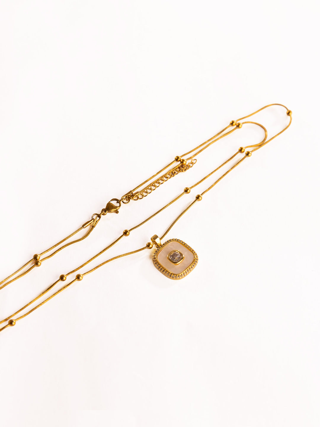 Layered Double-Chain Anti-Tarnish Pendant Necklace - view 3 of 4