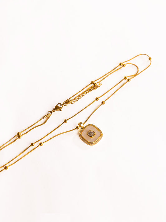 Layered Double-Chain Anti-Tarnish Pendant Necklace - view 3 of 4