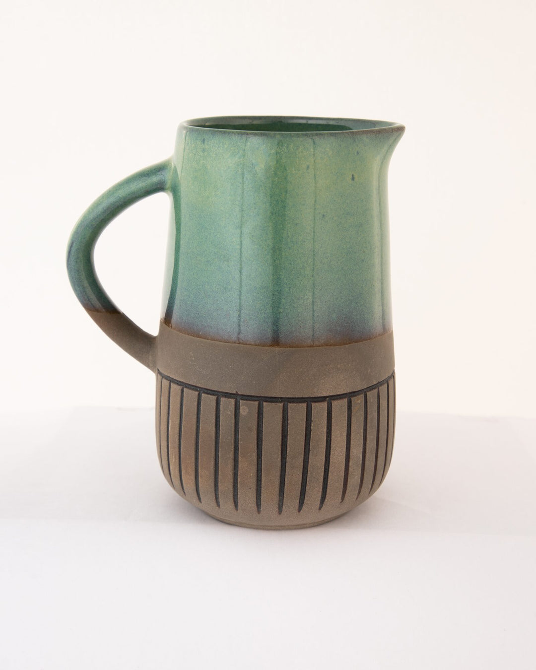 Dual-Tone Ribbed Ceramic Jug - Sea Green & Stone by Modus & Mood