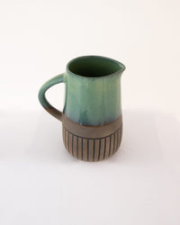 Dual-Tone Ribbed Ceramic Jug - Sea Green & Stone - view 3 of 3