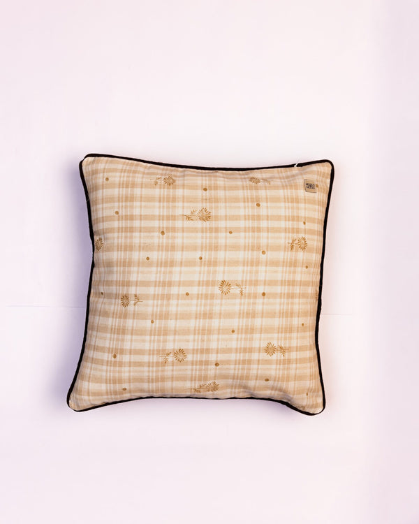 Dune Check Cotton Cushion Cover - Sand - view 3 of 3