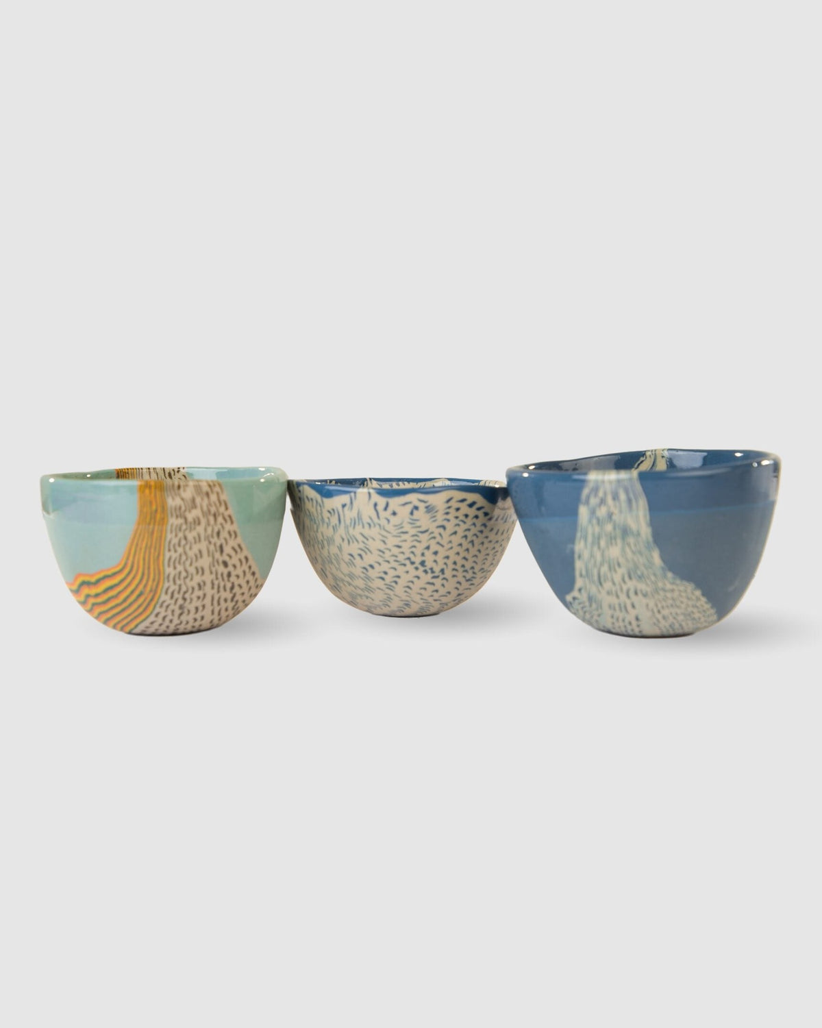 Dune Speckled Nerikomi Ceramic Bowl - Cream & Indigo - view 7 of 7