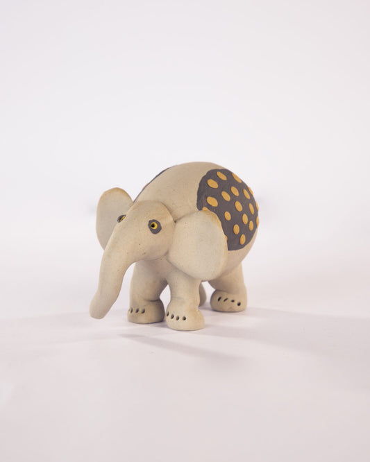 Little Hathi Nerikomi Ceramic Elephant Figurine - Charcoal & Ochre - view 2 of 4