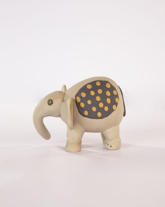 Little Hathi Nerikomi Ceramic Elephant Figurine - Charcoal & Ochre - view 3 of 4