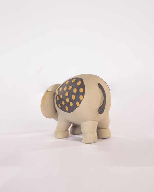 Little Hathi Nerikomi Ceramic Elephant Figurine - Charcoal & Ochre - view 4 of 4