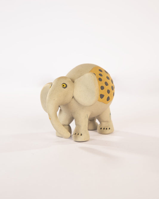 Little Hathi Nerikomi Ceramic Elephant Figurine - Golden Ochre - view 2 of 4