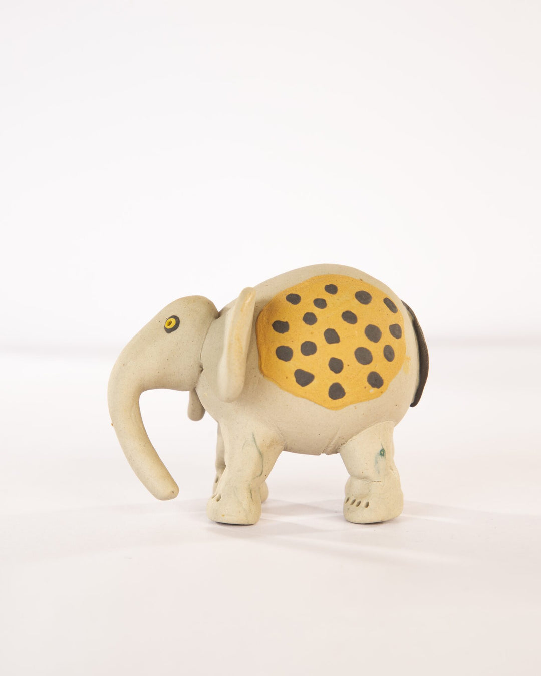 Little Hathi Nerikomi Ceramic Elephant Figurine - Golden Ochre - view 3 of 4