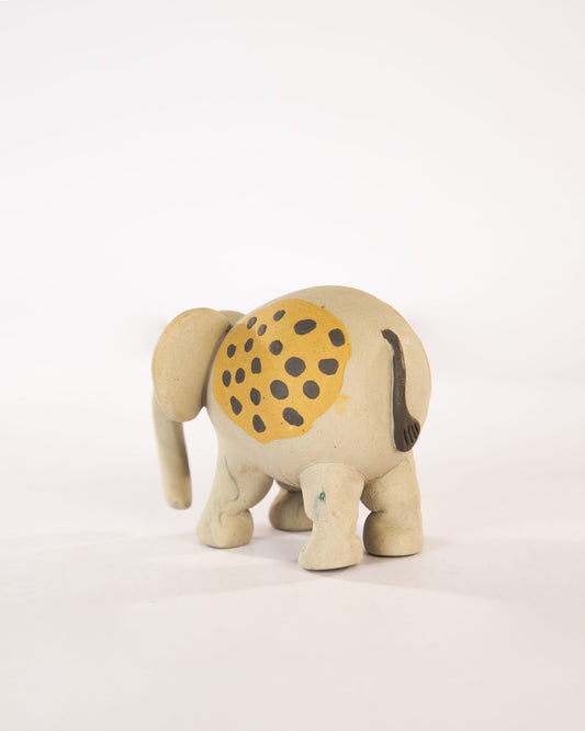 Little Hathi Nerikomi Ceramic Elephant Figurine - Golden Ochre - view 4 of 4