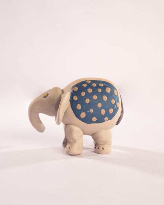 Little Hathi Nerikomi Ceramic Elephant Figurine - Indigo - view 3 of 4