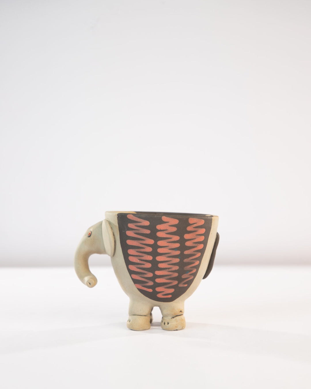 Hathi Elephant Nerikomi Ceramic Planter - Coral Zigzag - view 2 of 4