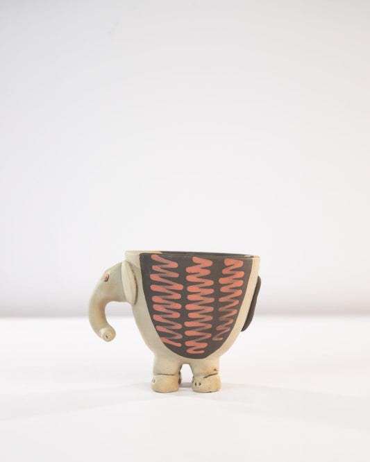 Hathi Elephant Nerikomi Ceramic Planter - Coral Zigzag - view 2 of 4