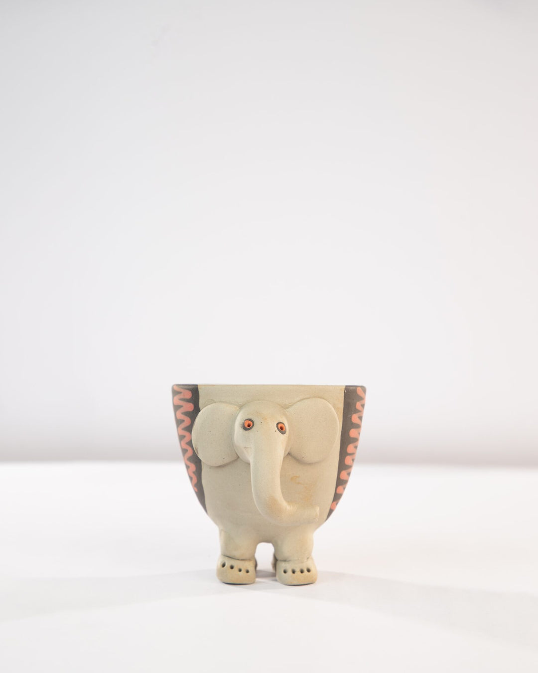 Hathi Elephant Nerikomi Ceramic Planter - Coral Zigzag - view 4 of 4