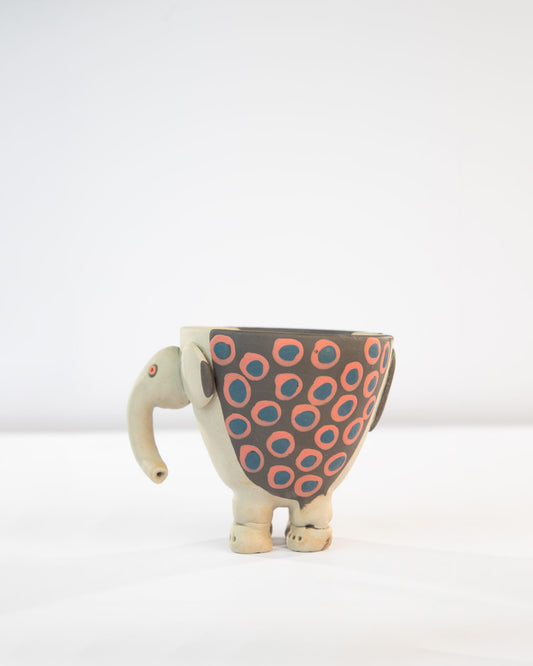 Hathi Elephant Nerikomi Ceramic Planter - Rust Rings - view 2 of 5