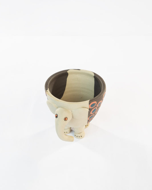 Hathi Elephant Nerikomi Ceramic Planter - Rust Rings - view 4 of 5