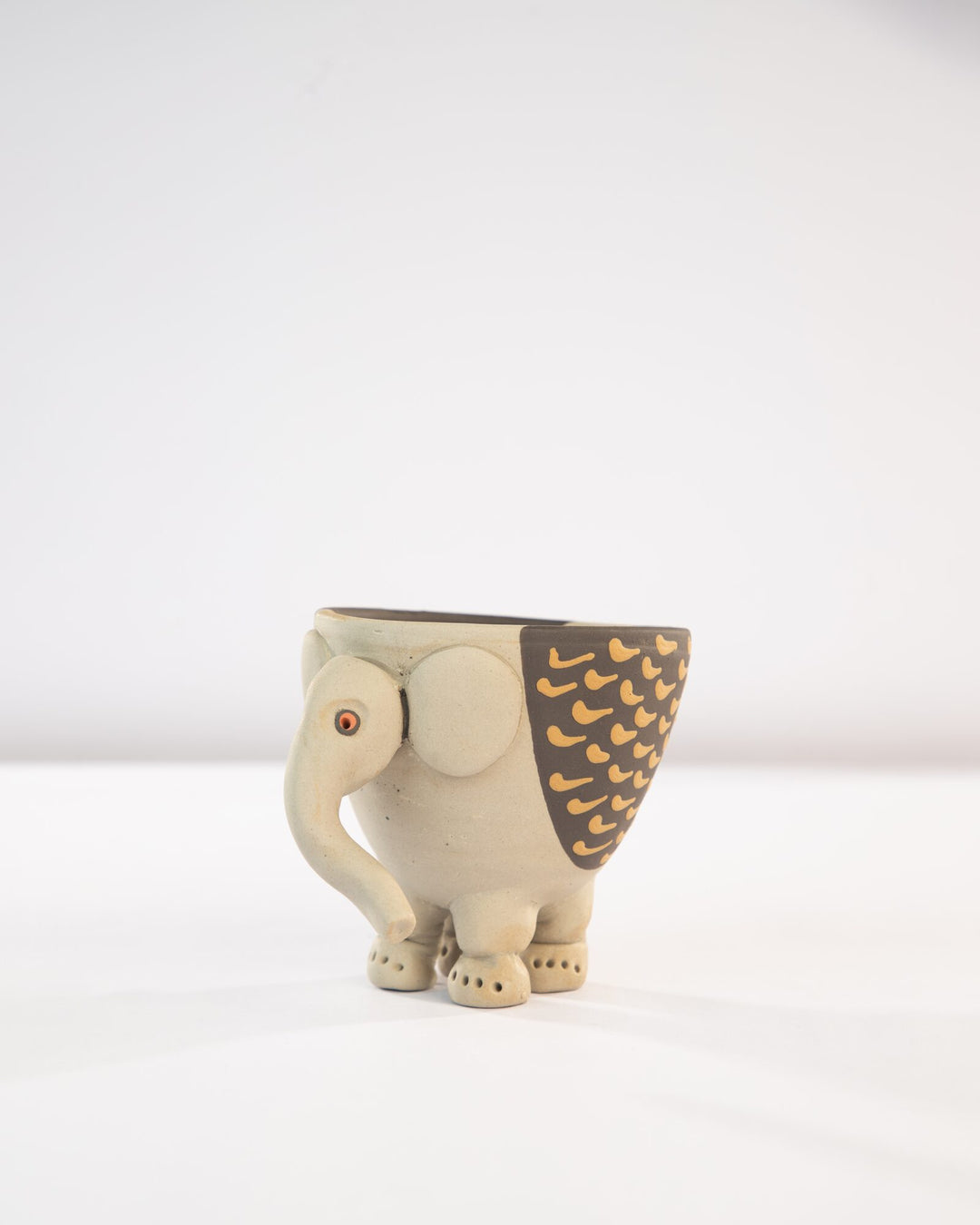 Hathi Elephant Nerikomi Ceramic Planter - Golden Feathers by Modus & Mood